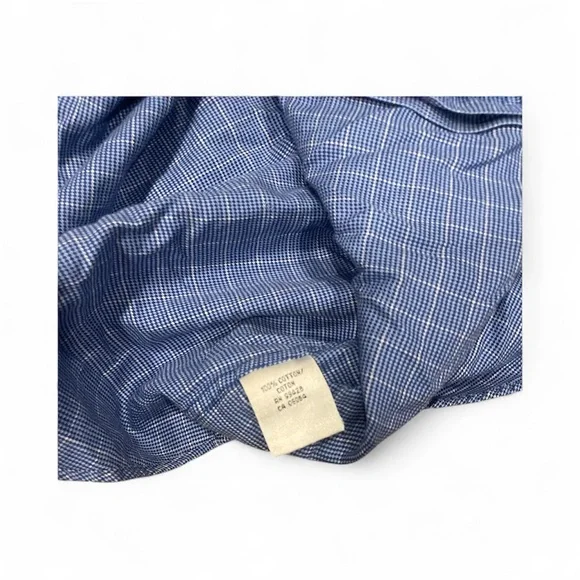 Bugatchi Blue Preppy Plaid Men's Button Up Shirt with Floral Cuffs 32/33, 15 - Picture 6 of 6